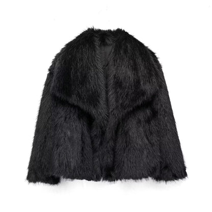 Manteau en peluche d'hiver, col à revers, épais, décontracté