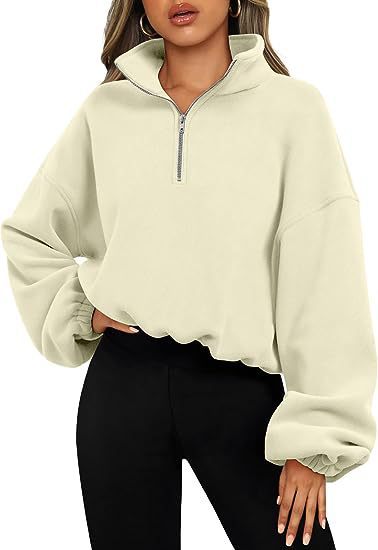 Sweat à capuche femme hiver – Col montant zippé – Épais et chaud.