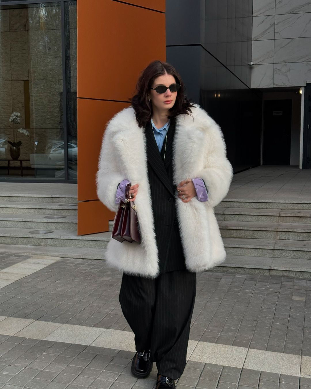 Manteau chaud en fausse fourrure épaisse pour femme