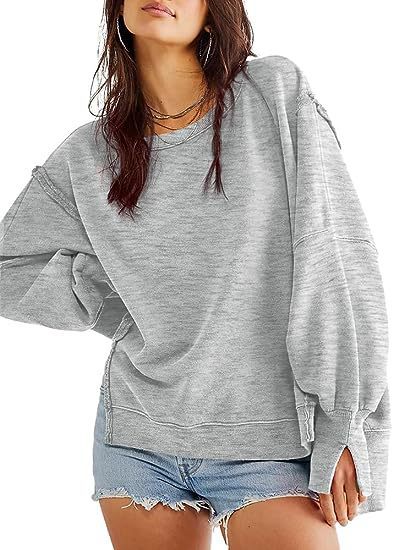 Sweat ample uni femme, tendance automne/hiver.