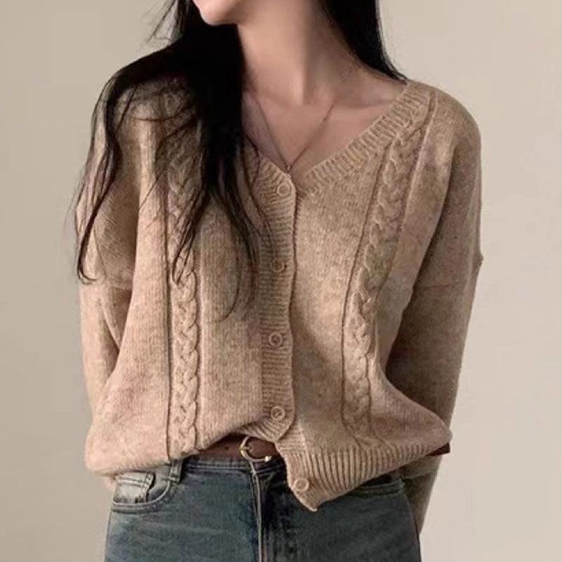 Cardigan à manches longues et col V  twist , pour femmes