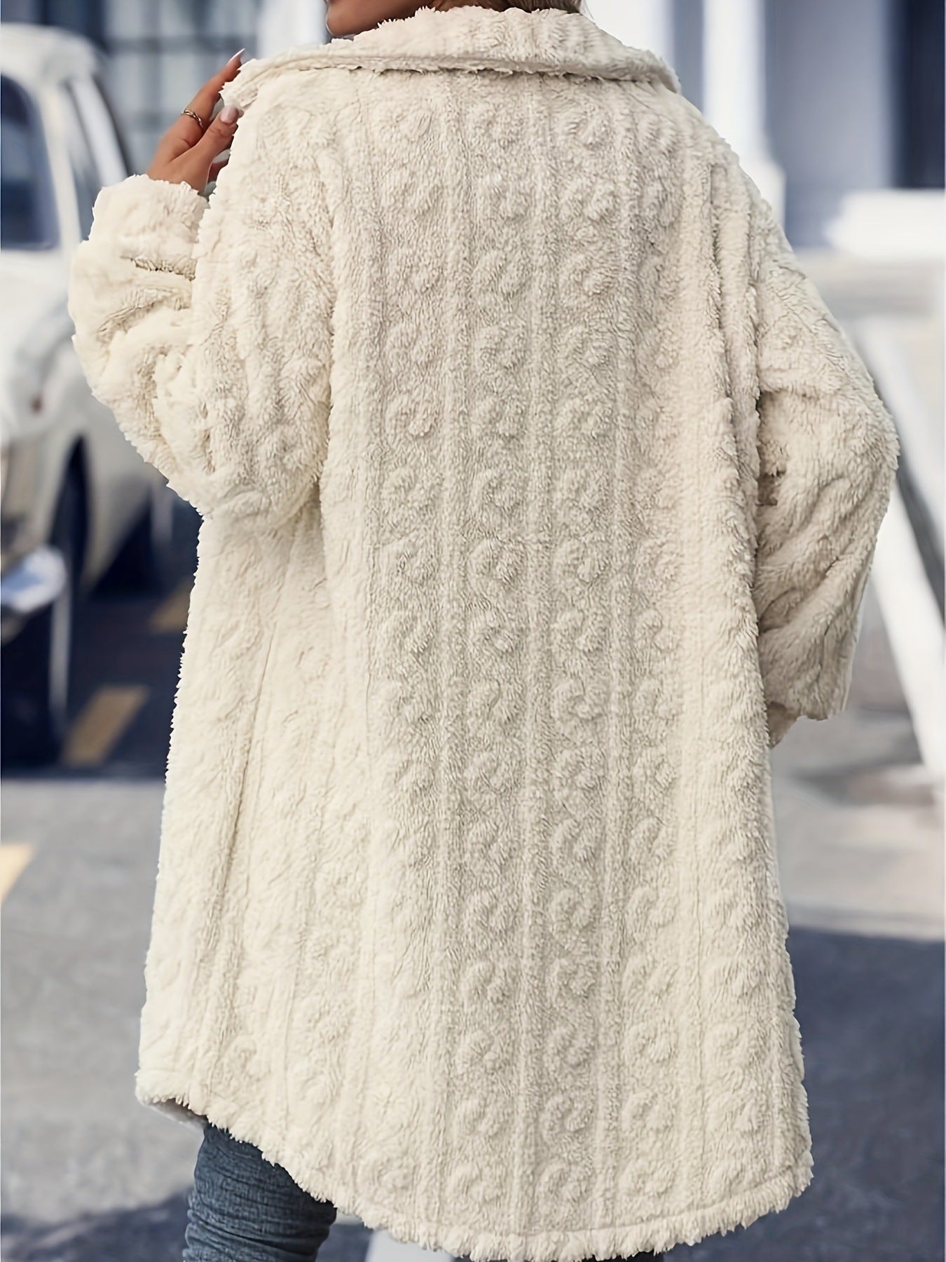 Manteau long décontracté en peluche tendance