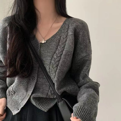 Cardigan à manches longues et col V  twist , pour femmes